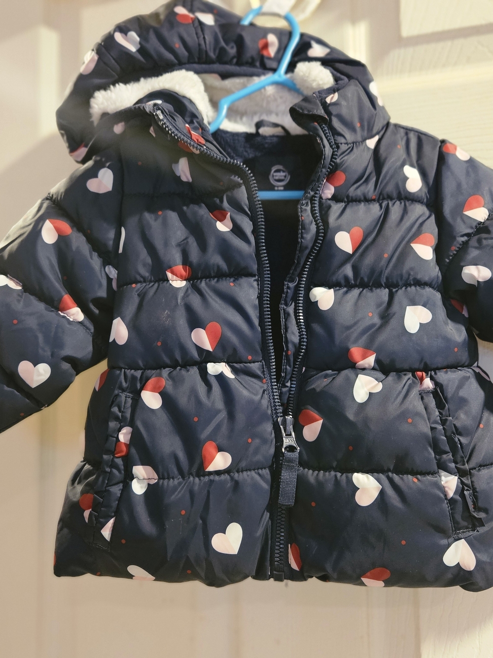 Baby girls Wonder Nation Heart Print Puffer Jacket size 6-9 months